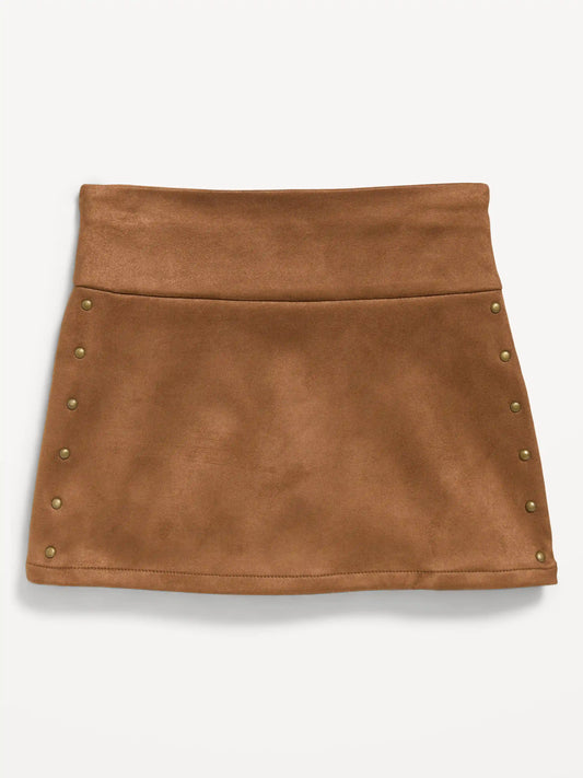 Faux-Suede Studded Skirt for Girls