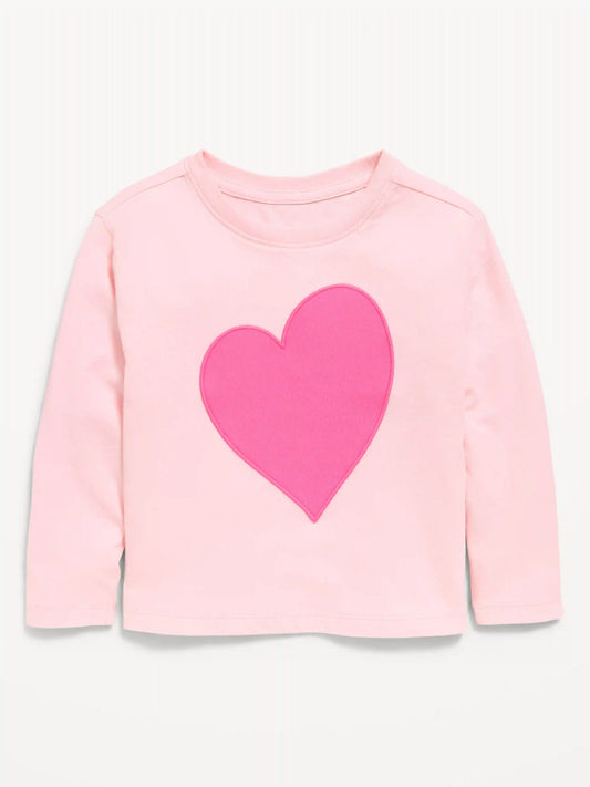 Printed Fitted Long-Sleeve Ribbed T-Shirt for Toddler Girls