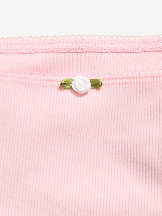 Fitted Off-Shoulder Ribbed Top for Girls