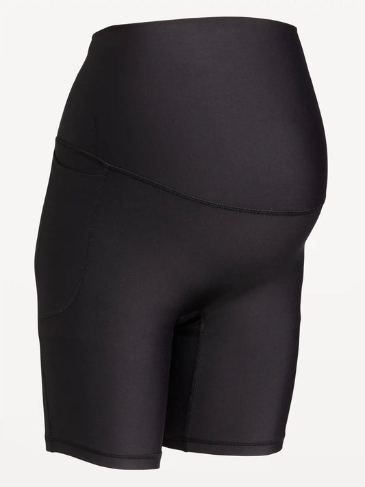 Maternity Full-Panel PowerSoft Biker Shorts -- 8-inch inseam