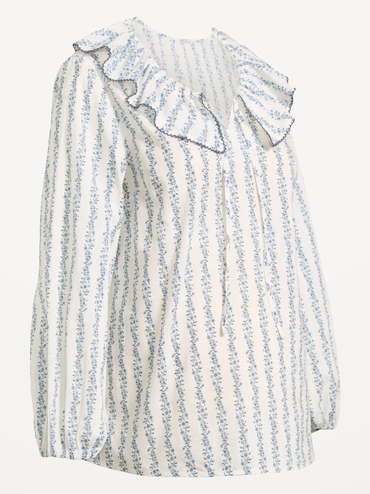 Maternity Ruffle-Collar Popover Top