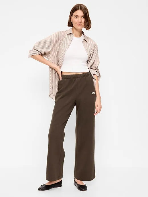 High-Waisted Fleece Wide-Leg Sweatpants