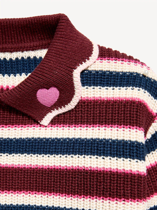 Collared Striped Sweater for Toddler Girls