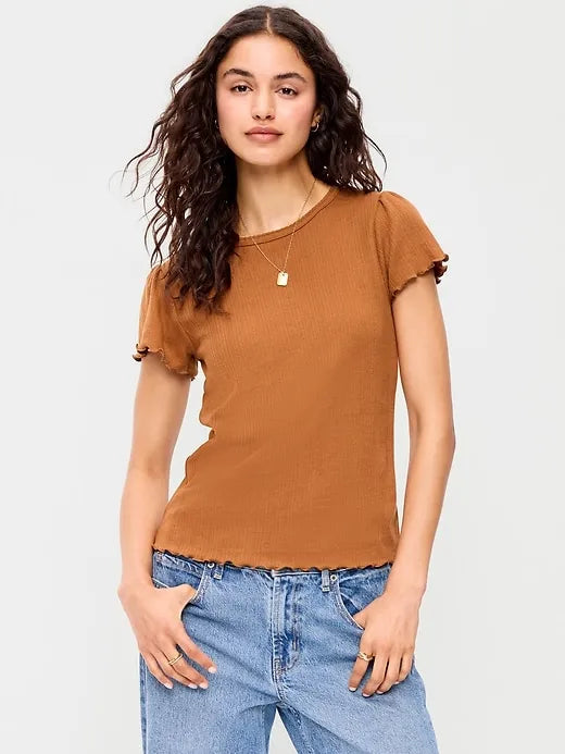 Lettuce-Edge Pointelle Top