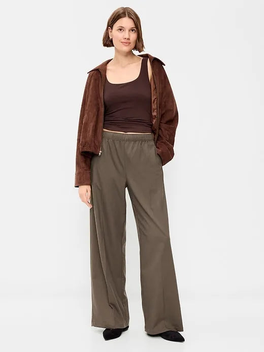High-Waisted Wide-Leg Trouser Pants