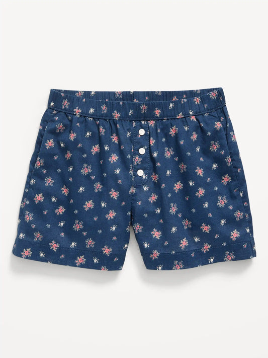 Printed Poplin Boxer Shorts for Girls