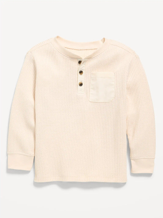 Long-Sleeve Waffle Knit Henley T-Shirt for Toddler Boys