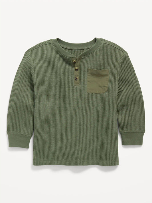 Long-Sleeve Waffle Knit Henley T-Shirt for Toddler Boys