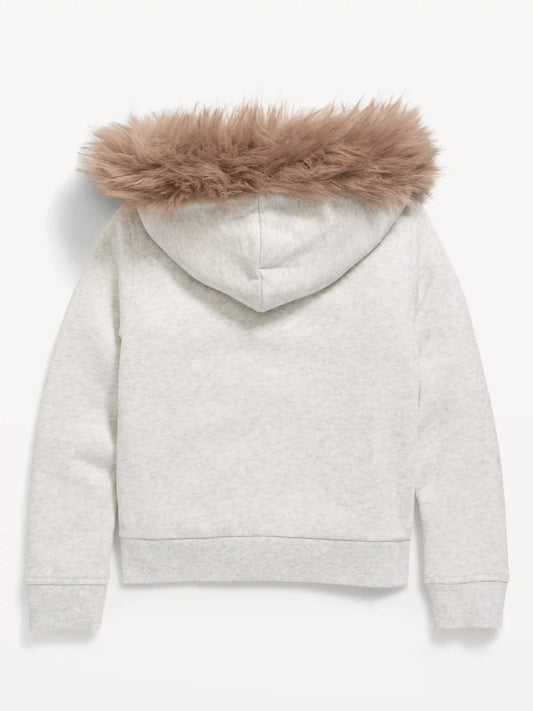 Fitted Faux-Fur Full-Zip Hoodie for Girls