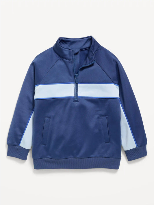 Oversized Color-Blocked Quarter-Zip Pullover for Toddler Boys