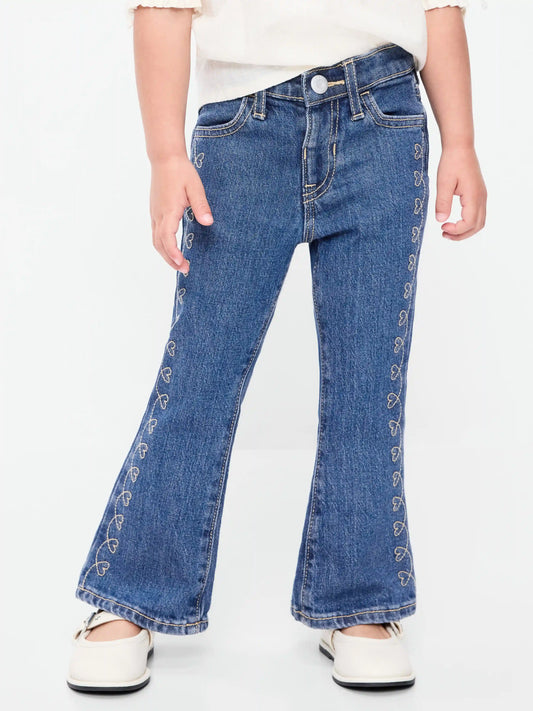 High-Waisted Embroidered Flare-Leg Jeans for Toddler Girls