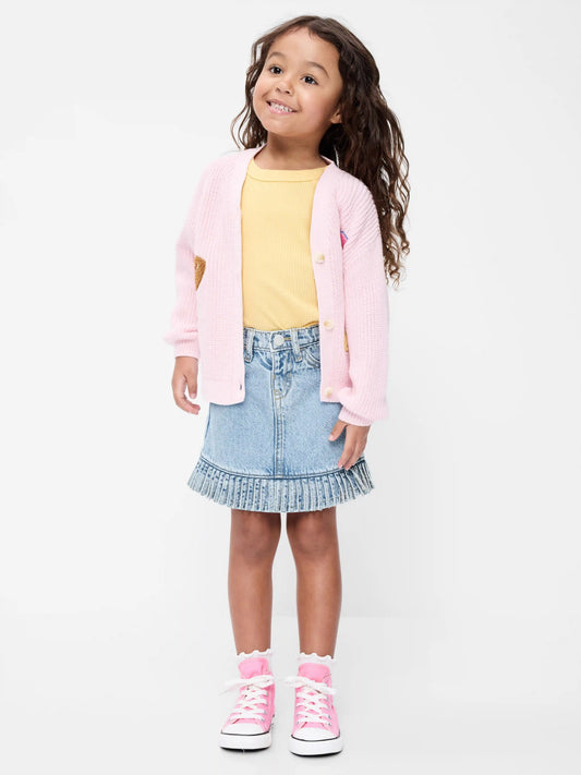High-Waisted Fringed-Hem Jean Skirt for Toddler Girls