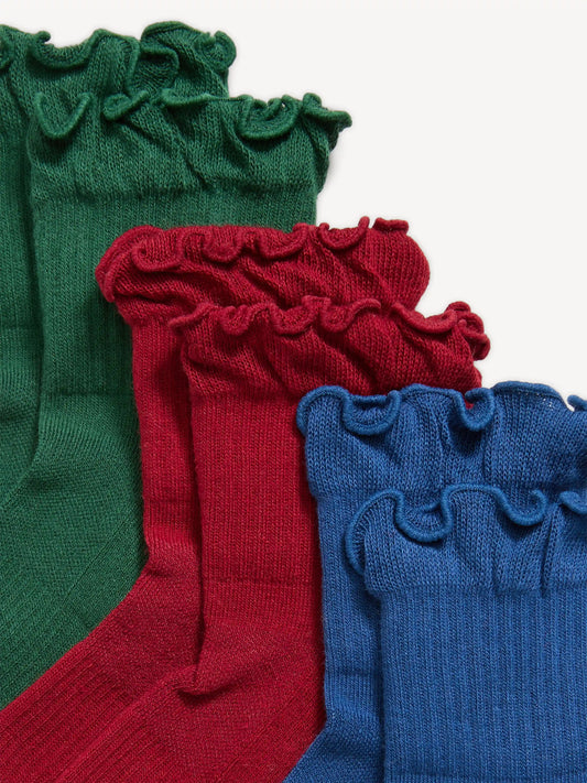 Ruffled Crew Sock 3-Pack for Women