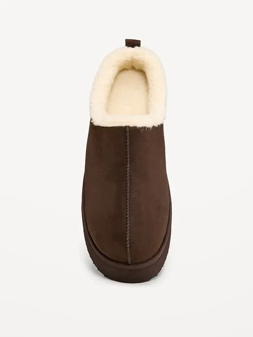 Faux-Suede Platform Mule Clogs for Women