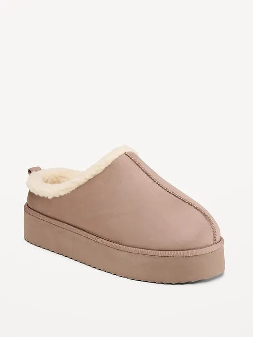 Faux-Suede Platform Mule Clogs for Women