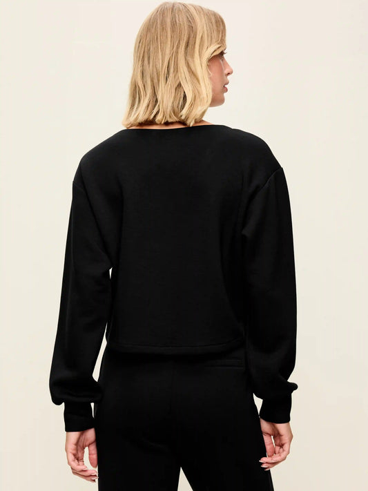 Bounce Fleece Long-Sleeve Twist-Front Top