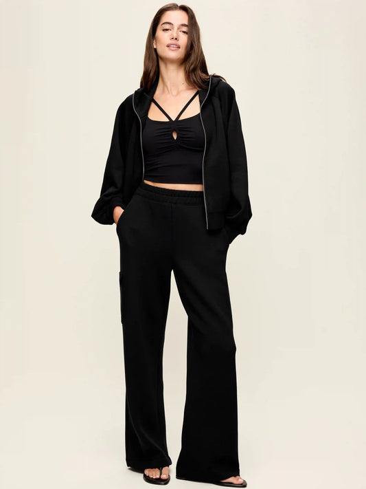 High-Waisted Bounce Fleece Wide-Leg Cargo Sweatpants