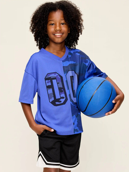 Oversized Mesh Graphic T-Shirt for Boys