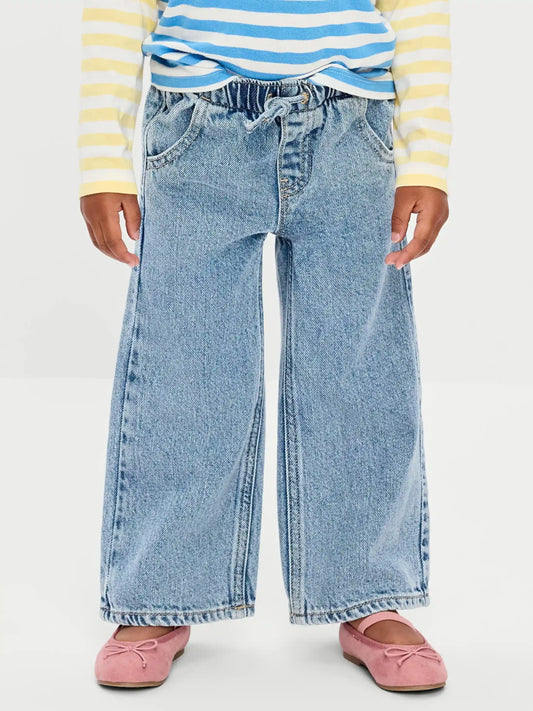 High-Waisted Baggy Wide-Leg Pull-On Jeans for Toddler Girls