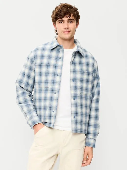 Cropped Insulated Flannel Shacket