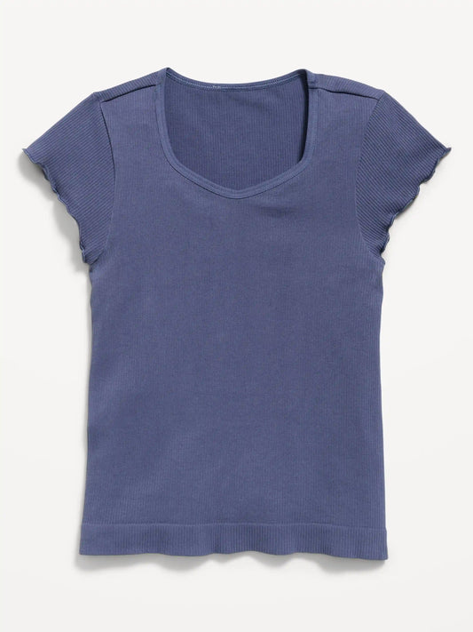 Fitted Seamless Ribbed Performance Top for Girls