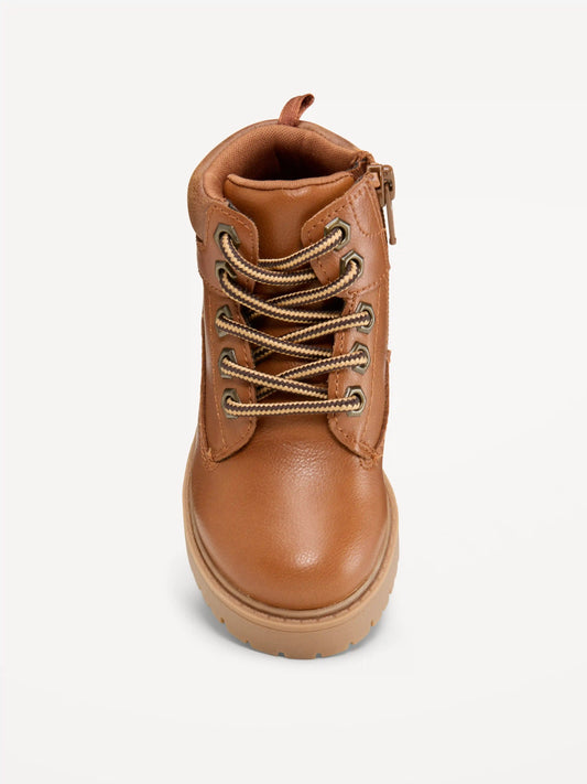 Faux-Leather Work Boots for Toddler Boys