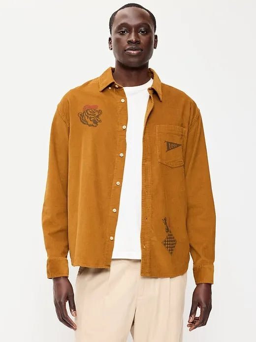 Loose Fit Long-Sleeve Corduroy Shirt