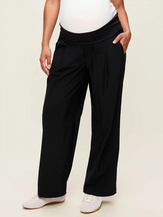 Maternity Rollover-Waist SleekTech Trouser Pants