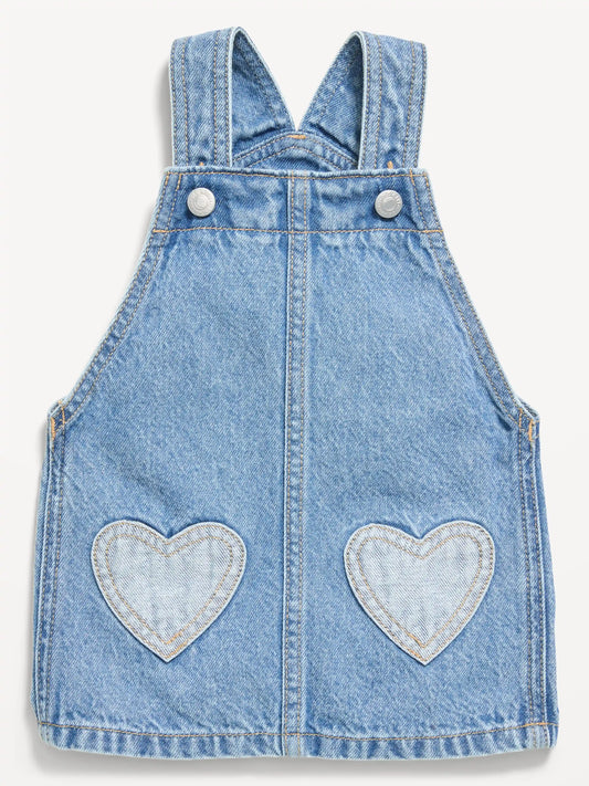 Printed Denim Skirtall Dress for Baby