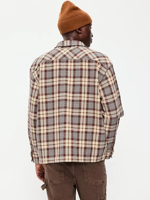 Long-Sleeve Heavyweight Plaid Flannel Pocket Shirt