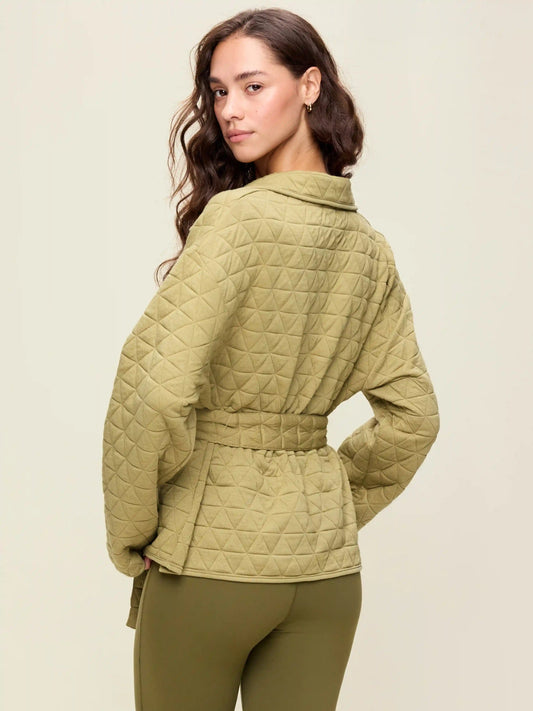 Quilted Bounce Fleece Wrap-Front Jacket