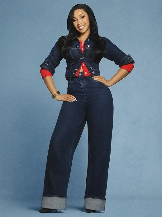 Curvy Extra High-Waisted Scalloped Wide-Leg Jeans