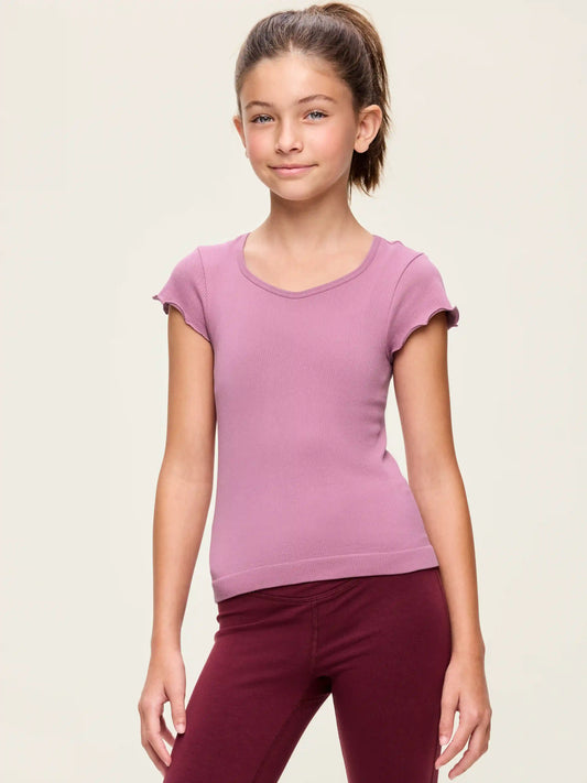 Fitted Seamless Ribbed Performance Top for Girls
