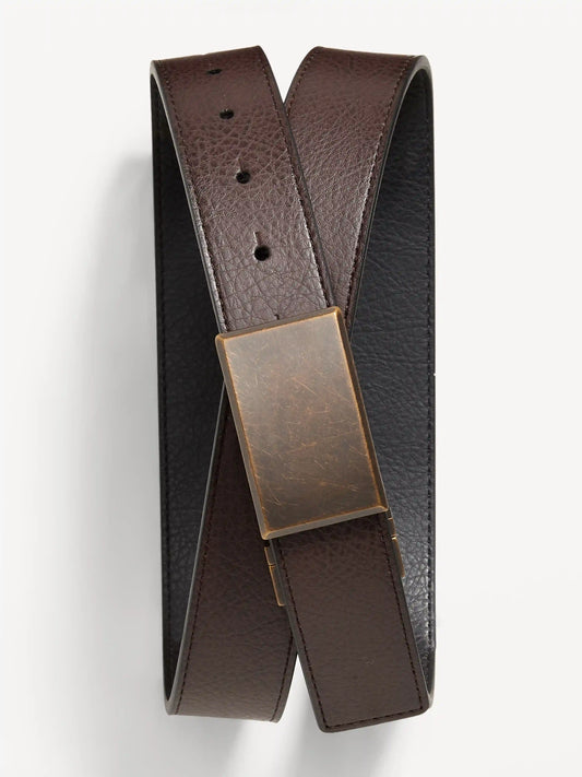 Faux-Leather Reversible Ratchet Belt