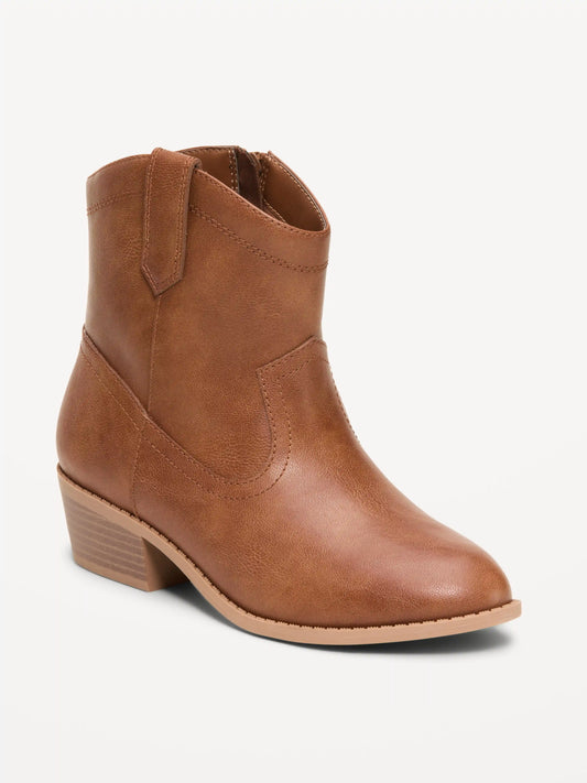 Faux-Leather Western Boots for Girls