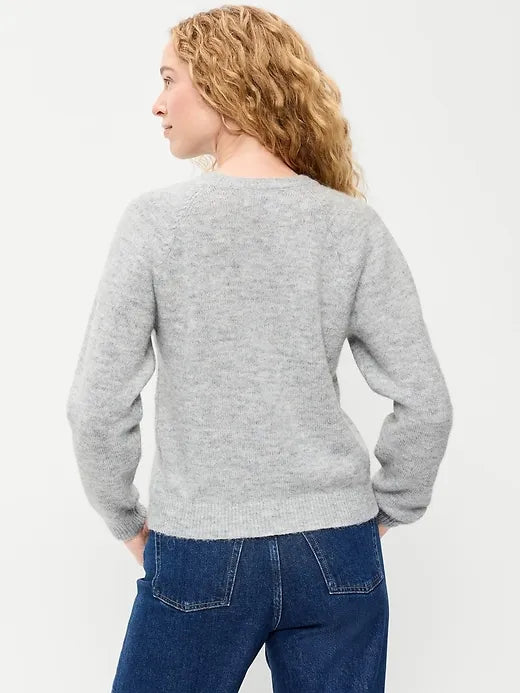 Cozy Crew-Neck Wool-Blend Cardigan