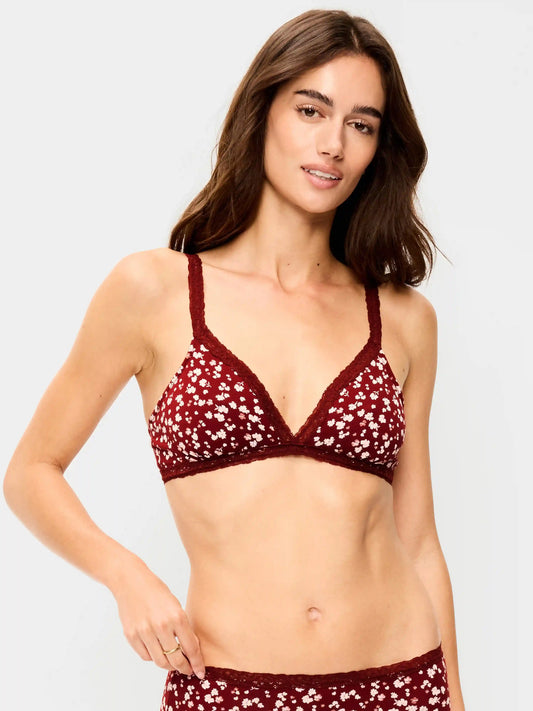 Lace-Trim Cotton Triangle Bralette