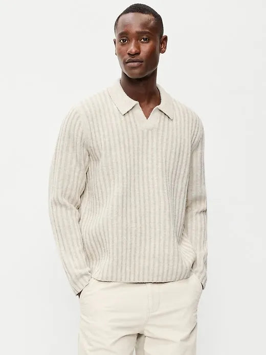 Long-Sleeve Polo Sweater