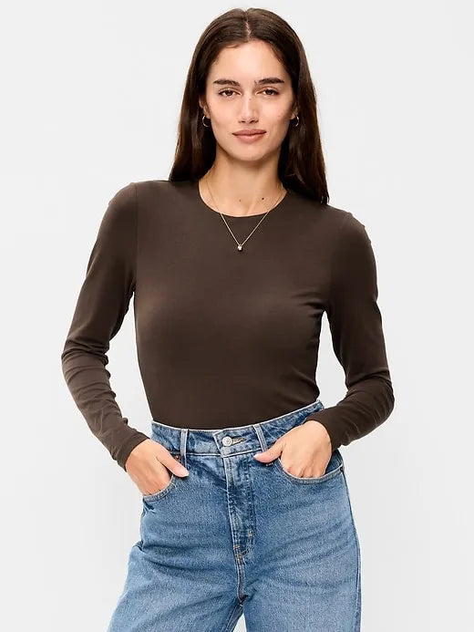Hug Double-Layer Crew-Neck Long-Sleeve Top