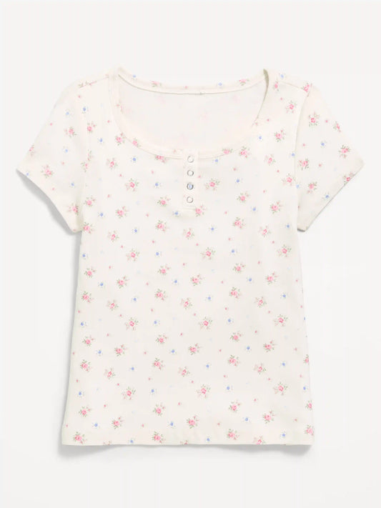 Short-Sleeve Henley Top for Girls