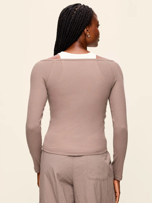 CloudLite Ribbed Long-Sleeve Boatneck Top