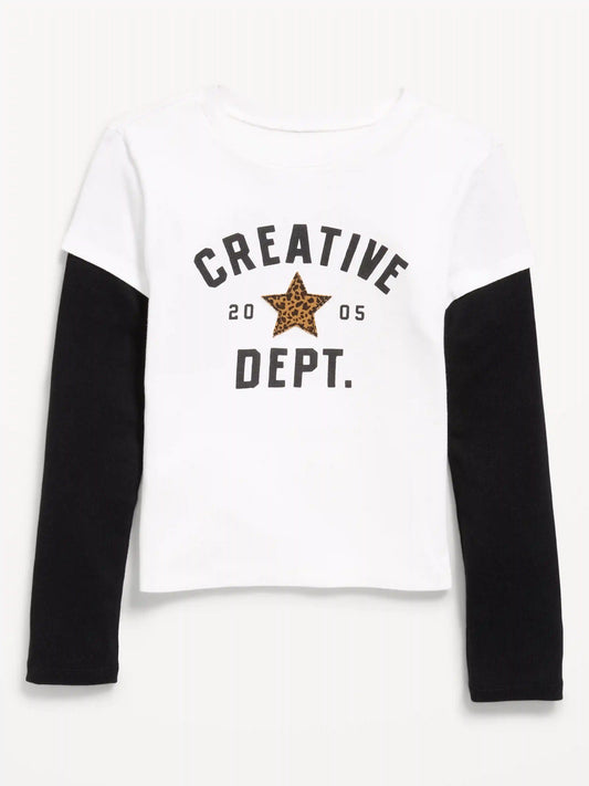 Fitted 2-in-1 Graphic T-Shirt for Girls