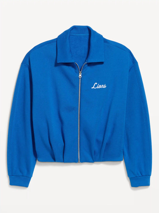 Detroit Lions Oversized Fleece Bomber Jacket for Women