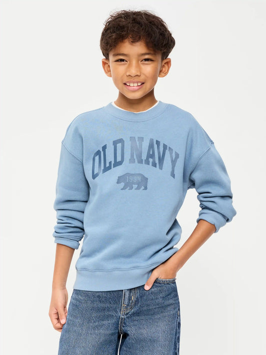 Oversized Logo Graphic Crew-Neck Sweatshirt for Boys