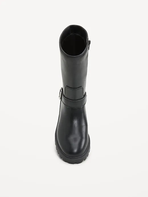 Faux-Leather Moto Boots for Women