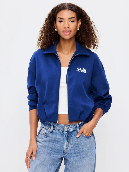 Detroit Lions Oversized Fleece Bomber Jacket for Women