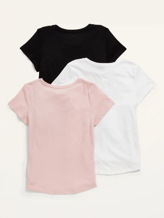 Softest Short-Sleeve Solid T-Shirt 3-Pack for Girls