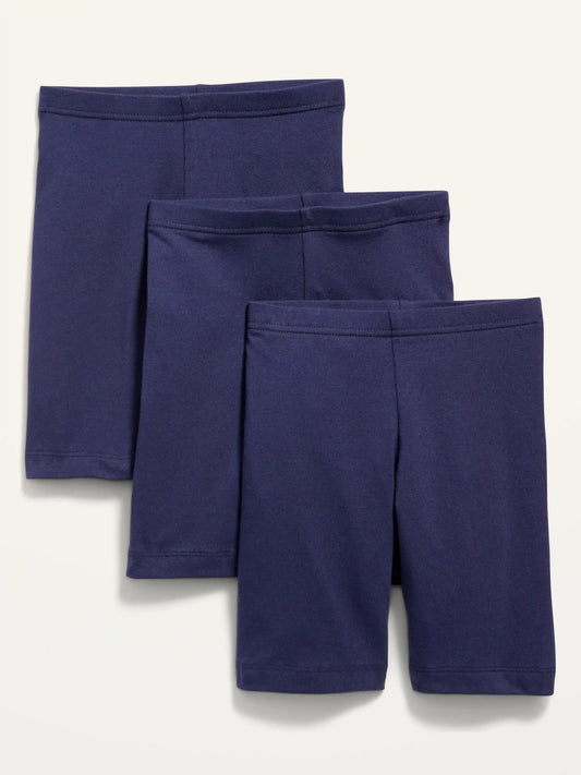 Long Jersey Biker Shorts 3-Pack for Girls