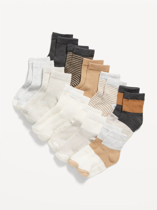 Unisex Crew Socks 10-Pack for Toddler & Baby