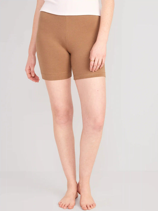 High-Waisted Jersey Biker Shorts -- 6-inch inseam